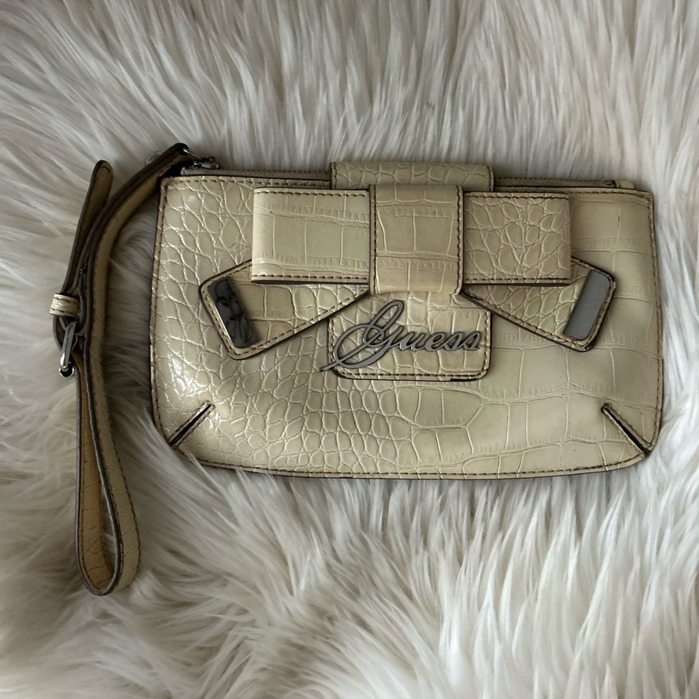 Guess Cream Bow Clutch Bag